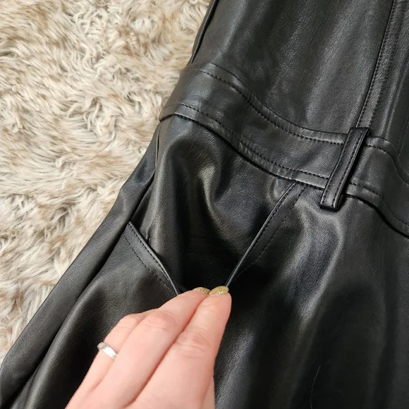 Free People Danni Vegan Leather Midi Dress In Black Women's Size XL